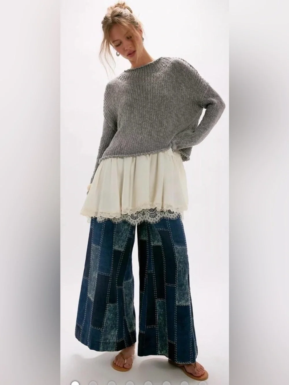 Free people patches wide leg pull on pants